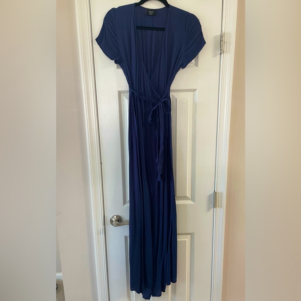 VICI Navy Blue Wrap Maxi Dress - Size Small